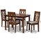 Baxton Studio Kasia Grey Upholstered and Walnut Wood 5-Piece Dining Set 172-9878-8959 - alternate 4